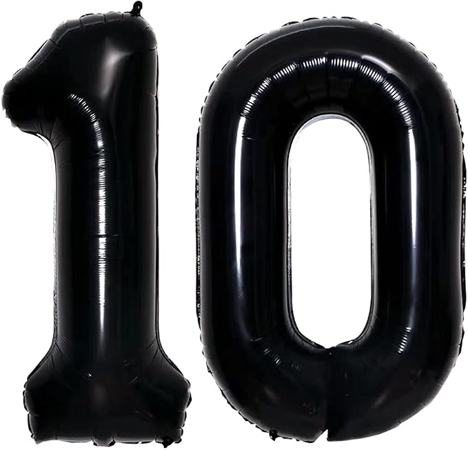 Number 10 Balloons for 10th Birthday Party Decorations, 42 Inch Jumbo Foil by GOER