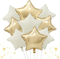 TONIFUL 15 Pcs Star Shaped Balloons 18 Inch Cream White Gold Foil Balloon | by TONIFUL