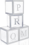 4 Pcs Prom Boxes with Letters 11.8 x 11.8 x 11.8 Inch Clear Balloon Boxes by Trandraft