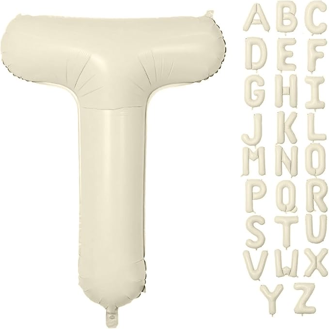 Letter Balloon 40Inch Cream White Big Alphabet Balloons Letter T | Giant Foil by YUNSHANGMO