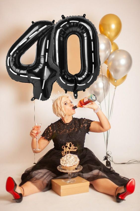 Number 0 Balloons 40 Inch for 10 100 Birthday Party Decorations, Line Black | - Image 3