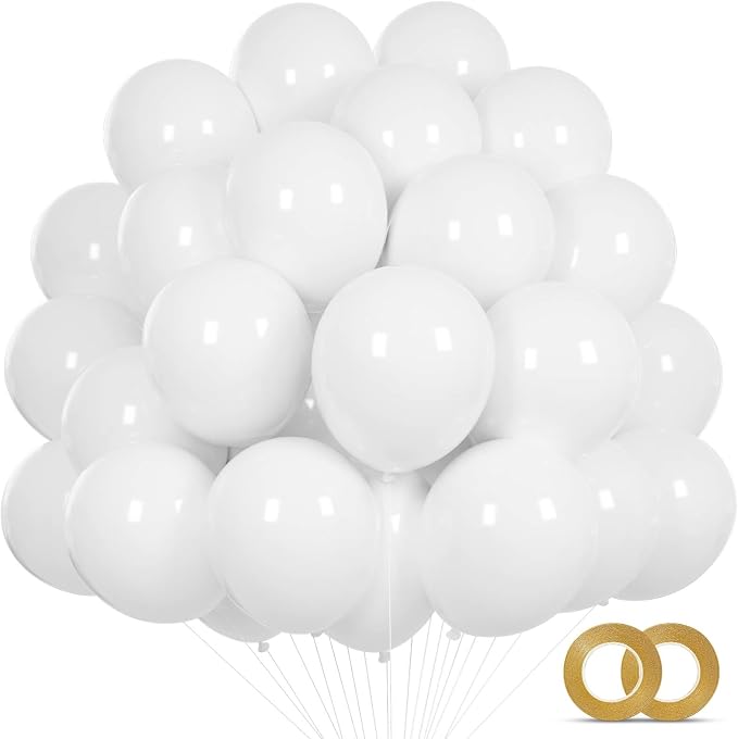 White Balloons 110Pcs, 5 Inch Small White Latex Party Balloons, Mini Thick by KUULBELAballoons