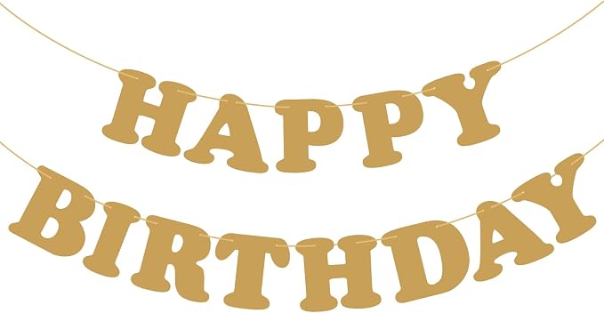 Gold Happy Birthday Banner Birthday Sign Backdrop Party Supplies by Adecortalk