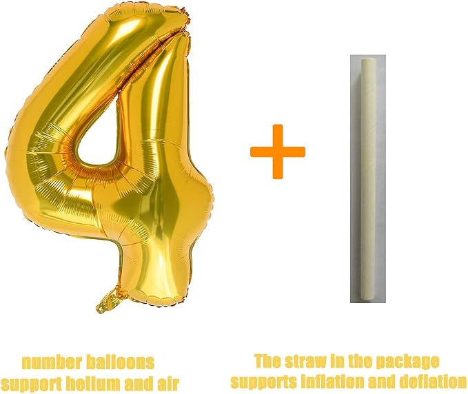 32 Inch Gold Number 4 Balloons Foil Ballon Digital Birthday Party Decoration - Image 4