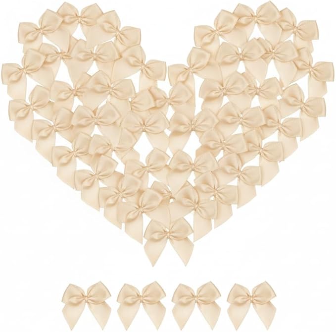 100 Mini Satin Ribbon Bows, Small Bows by GAJILON