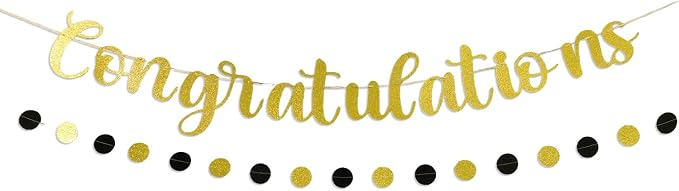 Graduation Decorations 2026 – Gold Congratulations Graduate Banner, Pre-Strung by Unknown