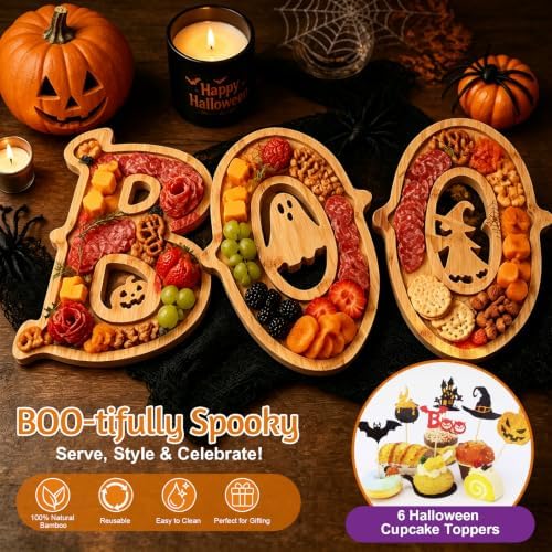 3‑Pack Halloween Charcuterie Board with 6 Halloween Cupcake Toppers - Image 3