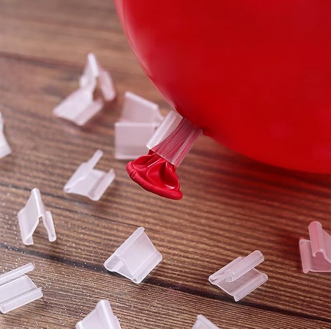 AKOAK 100 Pcs Useful "V" Shaped Balloon Seal Clip Transparent Balloon Button - Image 3