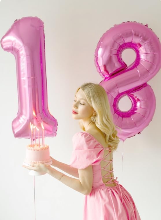 Pink Number 8 Balloon 40 inch, Balloon numbers party supplies, deco photo shoot - Image 4