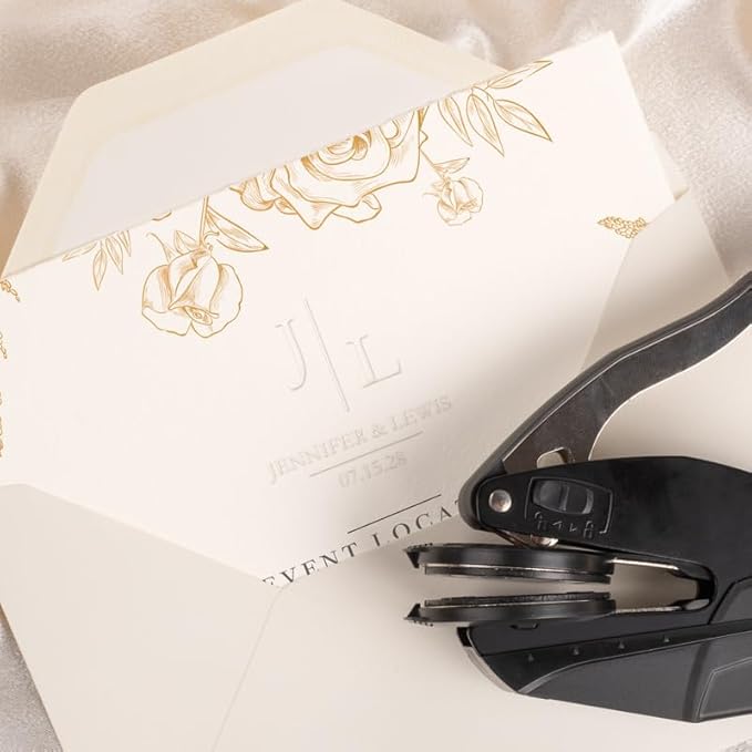 Personalized Wedding Embosser | Custom Made with Initials or Monograms for Couples | Elegant Designs for Stationery, Invitations, Napkins, and More (Design 6)