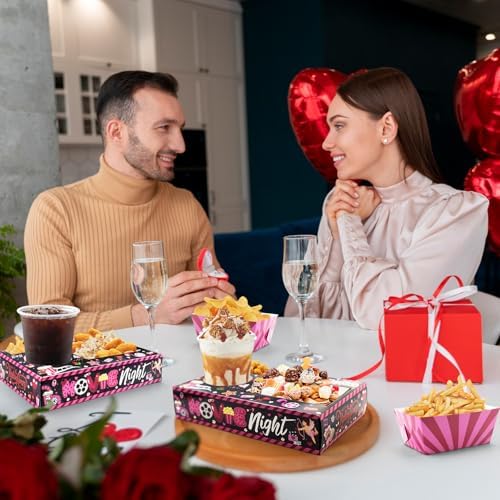 48 Pcs Valentine's Day Party Supplies - Movie Night Paper Snack Trays & Decorations - Heart Love Party Favors - Family Movie Popcorn & Drink & Candy Box - Image 6