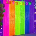 Fayoo Glow in The Dark Tinsel Curtains 2Pack 3.3x6.6ft Neon Party Backdrops by Fayoo