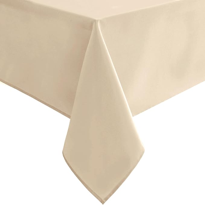Hiasan Waterproof Tablecloth Rectangle - Washable Fabric Table Cloth for Dining Room Kitchen Birthday Party and Outdoor Use, Beige, 60 x 140 Inch