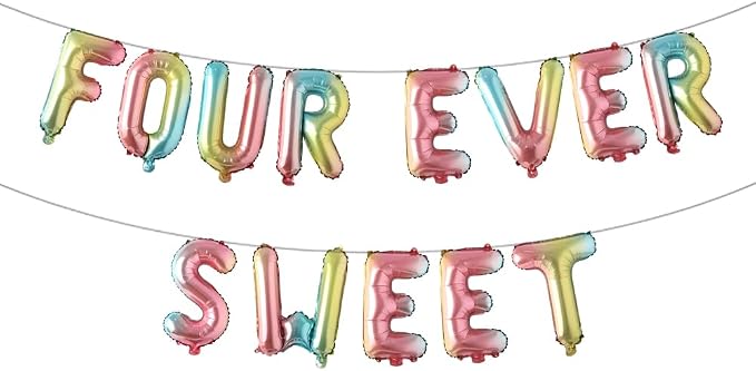 Four Ever Sweet Birthday Decorations, 4 Four Years Old Fourth 4th Girl Boy by RUIANSI