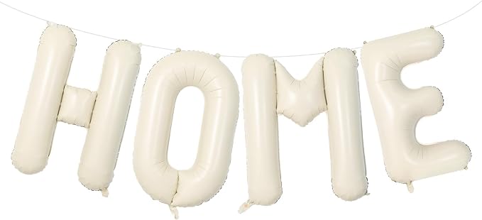 Beige HOME Balloons 40 Inch, Large HOME Letter Banner Cream White by Xinvery