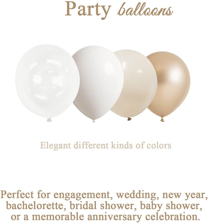 Champagne Gold and Ivory White Balloons Engagement Party Decorations- 34Pcs - Image 5