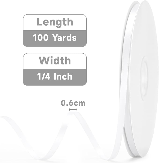 KINGLAKE White Satin Ribbon - Image 2