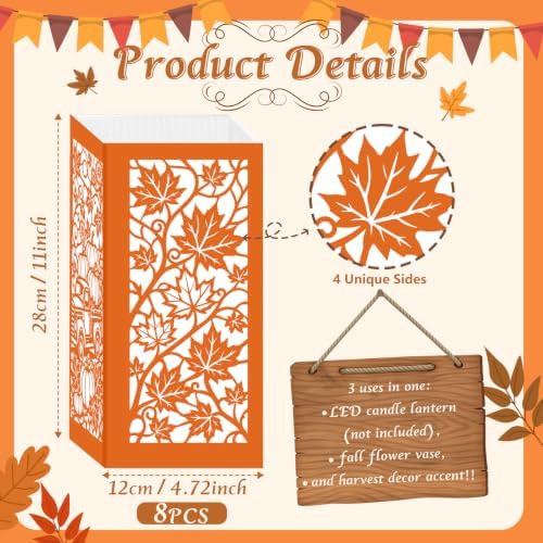 Urlax 8PCS Fall Decorations for Home Thanksgiving Table Centerpiece Box for Floral Arrangements Autumn Harvest Table Decor with Maple Leaves Pumpkin Squirrel Truck Design - Image 2
