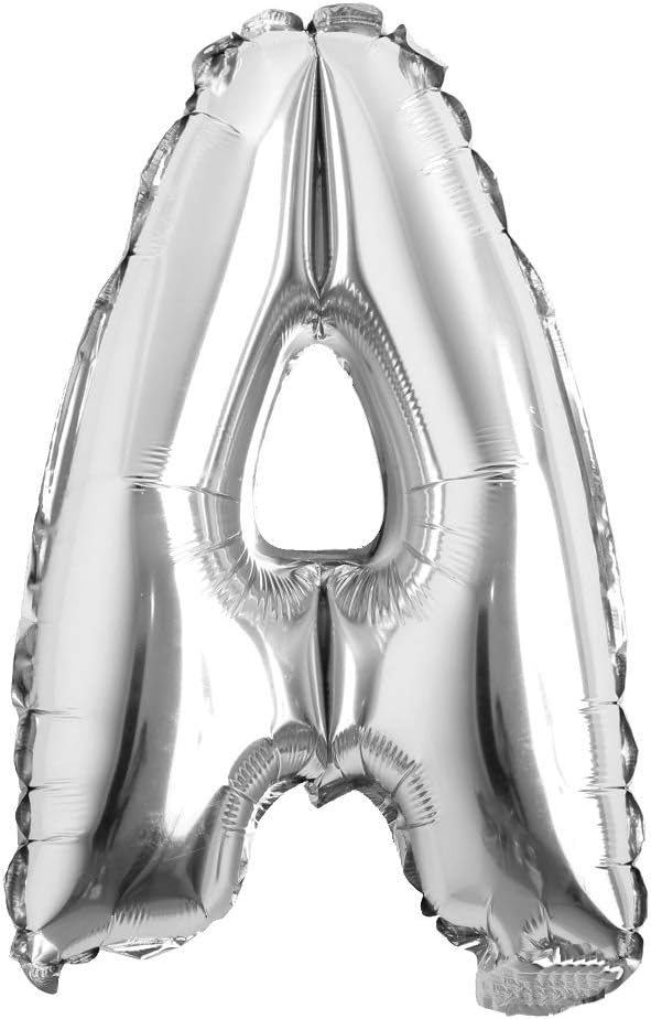 16" inch Single Silver Alphabet Letter Number Balloons Aluminum Hanging Foil by REIANS