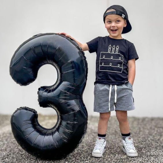 Black Number 3 Balloon 40 Inch - Image 2