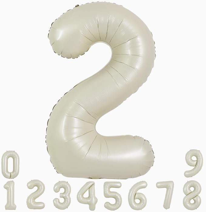 TONIFUL 40 Inch Cream White Large Numbers Balloon 0-9 Birthday Party Decorations by TONIFUL
