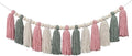 DrCor Pink & Sage Green Tassel Garland – Classroom Decor | Pastel boho wall by DrCorDreamingDecor
