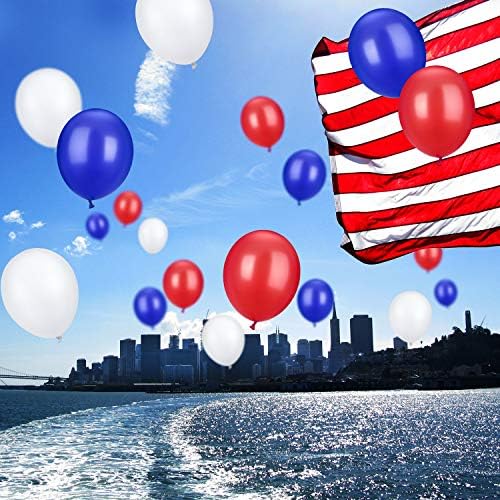 TecUnite 100 Pcs Red White Blue Latex Balloons 13 Inch Colorful Round Balloons - Image 4