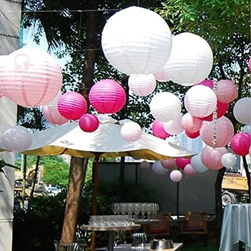 Pink Paper Lanterns 12 Pcs Assorted size of 6" 8" 10" 12" Chinese Round Paper - Image 5