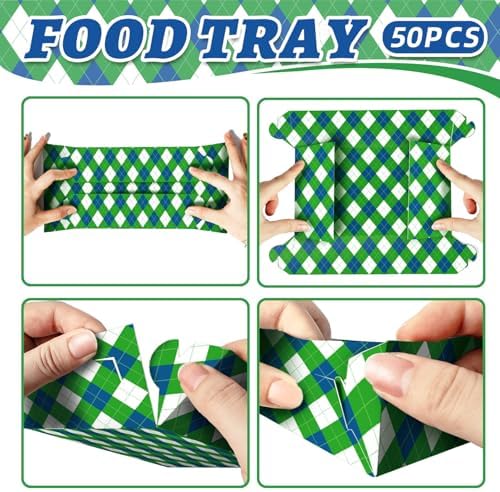 50 Pcs Golf Party Food Trays - Disposable Paper Food Boats, 2 Designs - Image 3