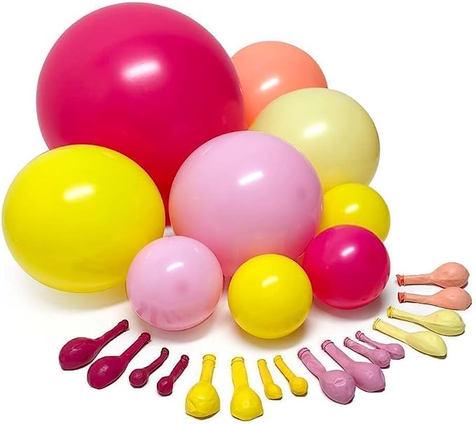 Pink Yellow Balloon Arch Double Stuffed Baby Pink Peach Balloons | Different - Image 4