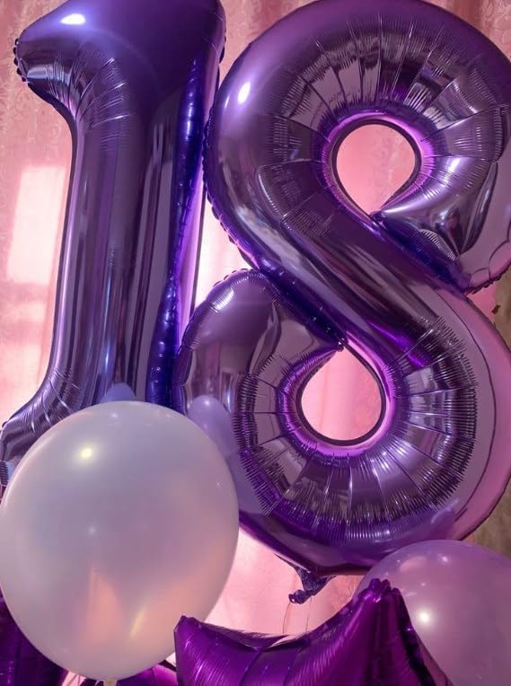 Purple Number 8 Balloon 40 inch, Balloon numbers party supplies, deco photo - Image 5