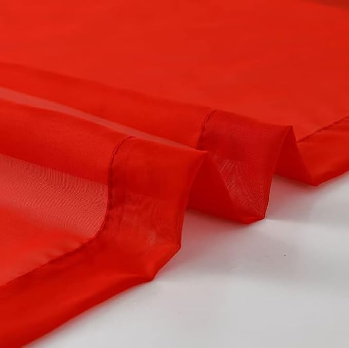 SpaceDresser Sheer Red Curtains 4 Panels Rod Pocket Semi-Sheer Curtain 54 - Image 6
