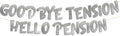 Pre-Strung Goodbye Tension Hello Pension Silver Glitter Banner by SterlingJamesCo