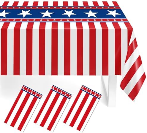 3 Pack Patriotic Tablecloths,American Flag Tablecloth,Patriotic Decorations by Childom