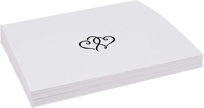 Linked Hearts Place Cards, Black (Choose Color), Set of 25, Pre-cut and Scored - Wedding, Party, Dinner, and Special Events - Made in the USA