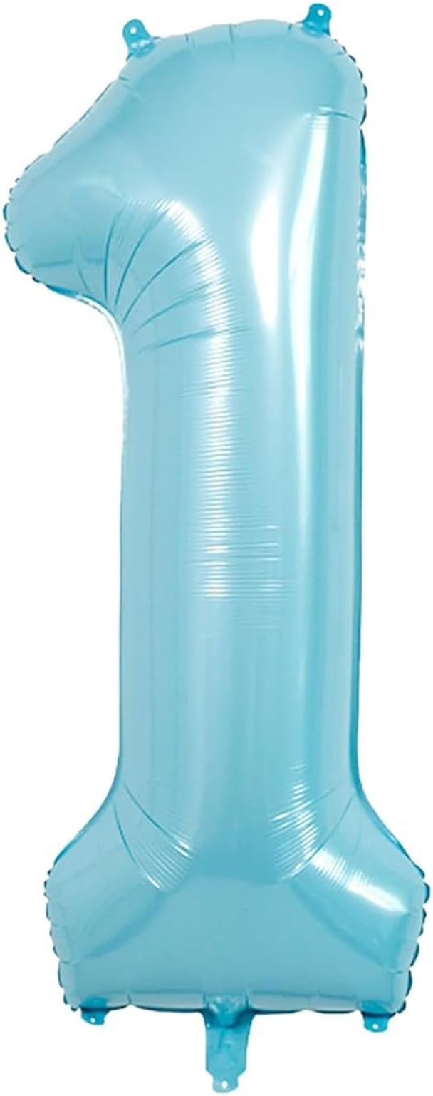 40 Inch Light Blue Number 1 Balloon | 1 Birthday Balloon by GLASNES