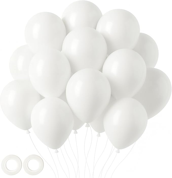 Voircoloria 105pcs White Party Latex Balloons, 12inch | by Voircoloria
