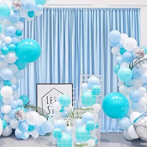 AK TRADING CO. 10 feet x 10 feet Polyester Backdrop Drapes Curtains Panels with Rod Pockets - Wedding Ceremony Party Home Window Decorations - Light Blue (DRAPE-5X10-LTBLUE)