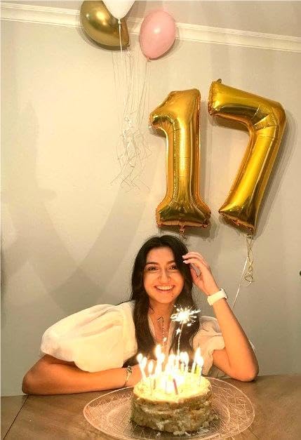 Gold Number 7 Balloon 40 inch, Balloon numbers party supplies, deco photo shoot - Image 3