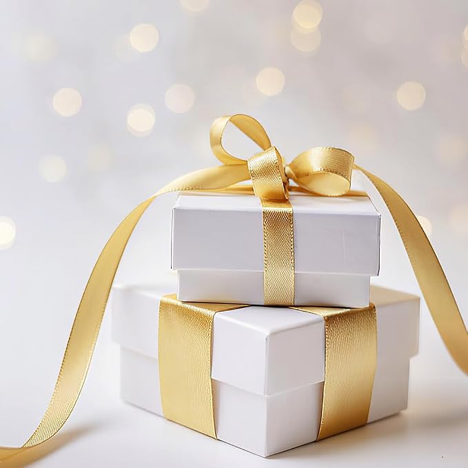 Gold Ribbon for Gift Wrapping Gold Fabric Satin Ribbon 3/8 Inch 25 Yards Yellow - Image 6