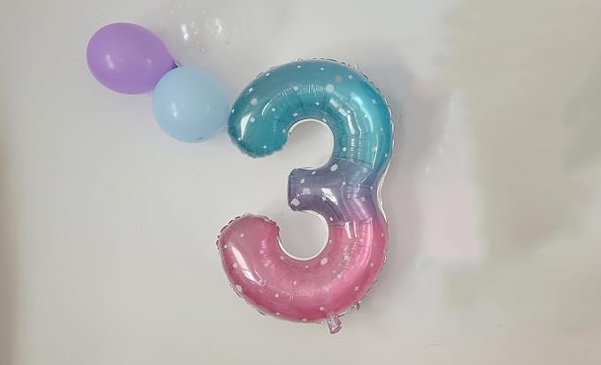 Number Balloons 40 Inch Pink Blue Purple 1 Balloon - Image 4