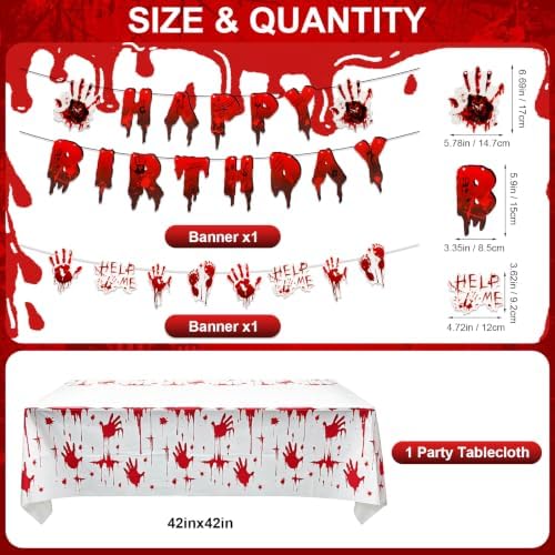 42 Pcs Red Scary Halloween Birthday Party Supplies Decorations Set - Image 2