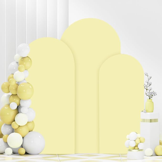 FANPROMS Wedding Arch Cover Set 5FT 6FT 7FT Yellow Spandex Arch Covers Stretchy - Image 4
