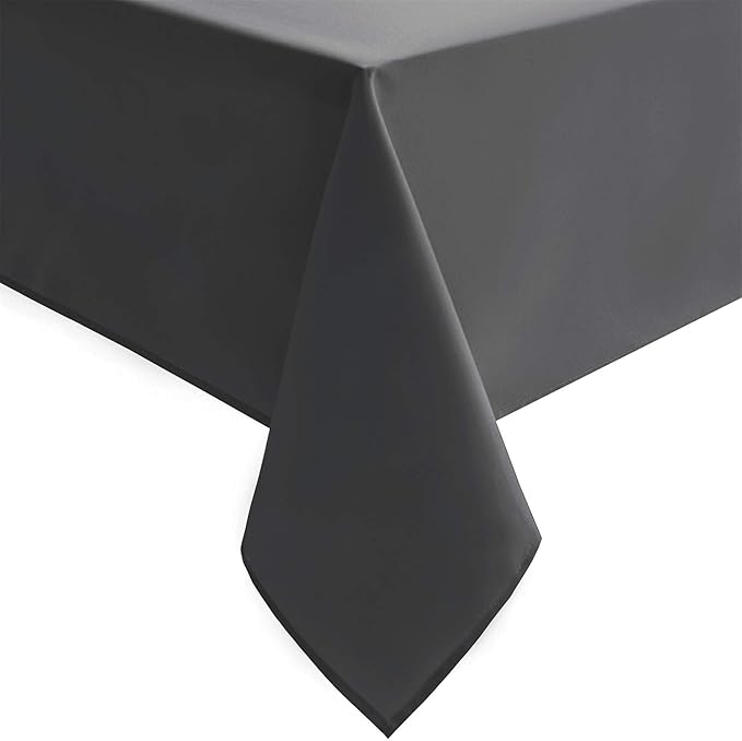 Hiasan Grey Rectangle Tablecloth - Waterproof Wrinkle Resistant Washable Fabric Table Cloth for Dining Room Kitchen and Outdoor Use, 60 x 84 Inch