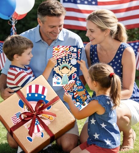 4th of July Outfits for Women - 24Pcs Patriotic Stickers, Make-a-face Stickers,Fourth of July Decorations Accessories Party Favors Supplies for Memorial Day Classroom DIY Crafts Party Decorations - Image 6