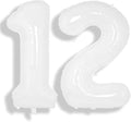SUWEN 40 Inch White Large 12 Balloon Number Big Foil Helium Numbers 0-9 | Giant by SUWEN