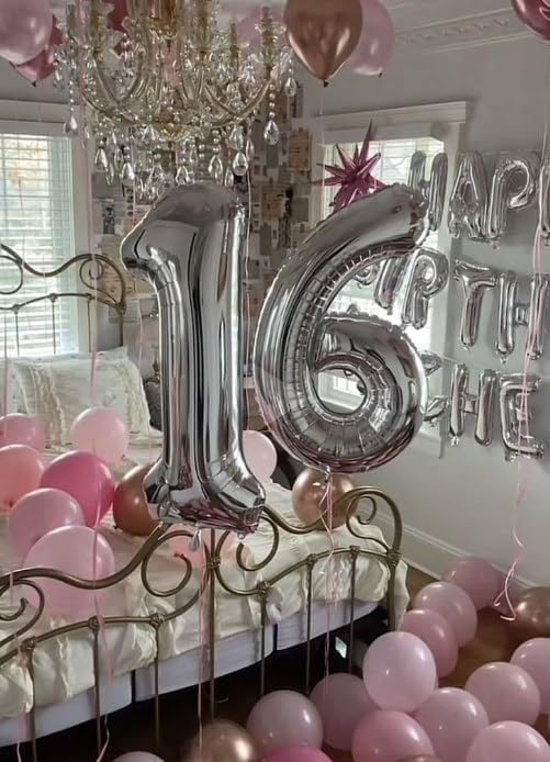 Silver Number 1 Balloon 40 inch, Balloon numbers party supplies, deco photo - Image 8