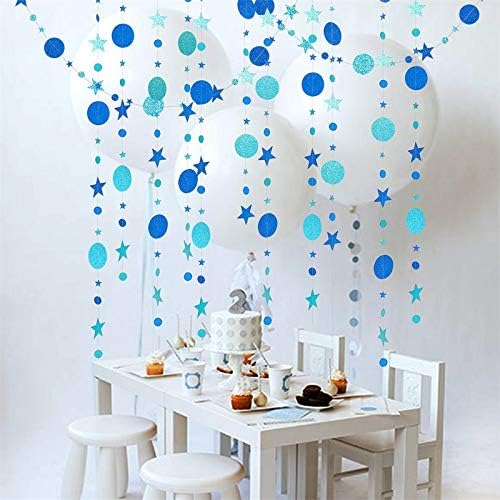 Blue Party Decoration Blue Star Circle Dot Hanging Garland Hanging Streamer - Image 2