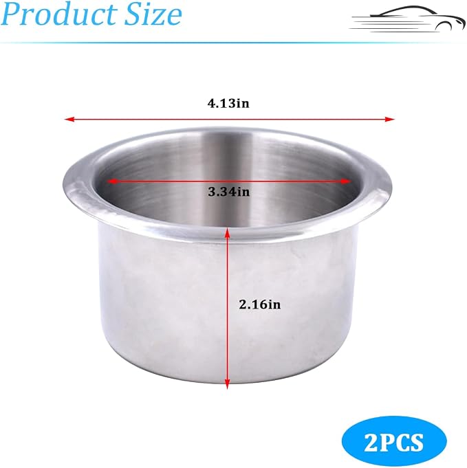 Zpana 2PCS 4.13 x 3.35 x 1.38 Inch Car Cup Holder Stainless Steel | Drop in - Image 2