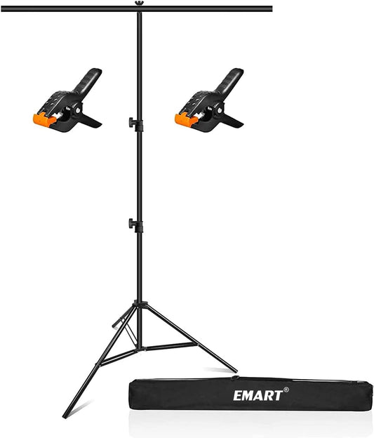 EMART 3x6.5ft Portable T-Shape Backdrop Stand with Adjustable Green Screen Photo Background Holder for Photography, Photoshoots, Parties, and Zoom